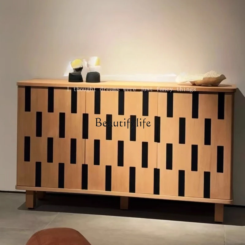 

French simple cream style solid wood sideboard surprise style decoration storage cabinet