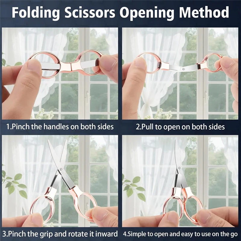 Top-Piece 3-Piece Folding Badge-Scissors& 3 Keychains- Safe Foldable Pocket Travel Scissors For Travel, Office, Crafts