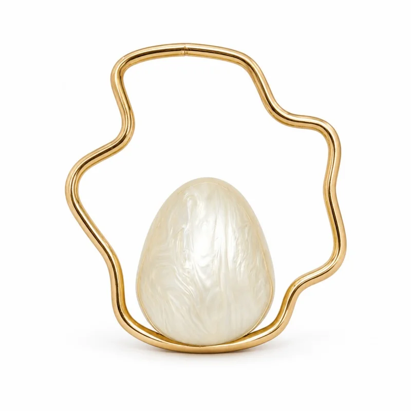 Acrylic Spherical Evening Clutch Purse Electroplating Irregular Shaped Handle Handbag Women Premium Feel Handheld Makeup Bag
