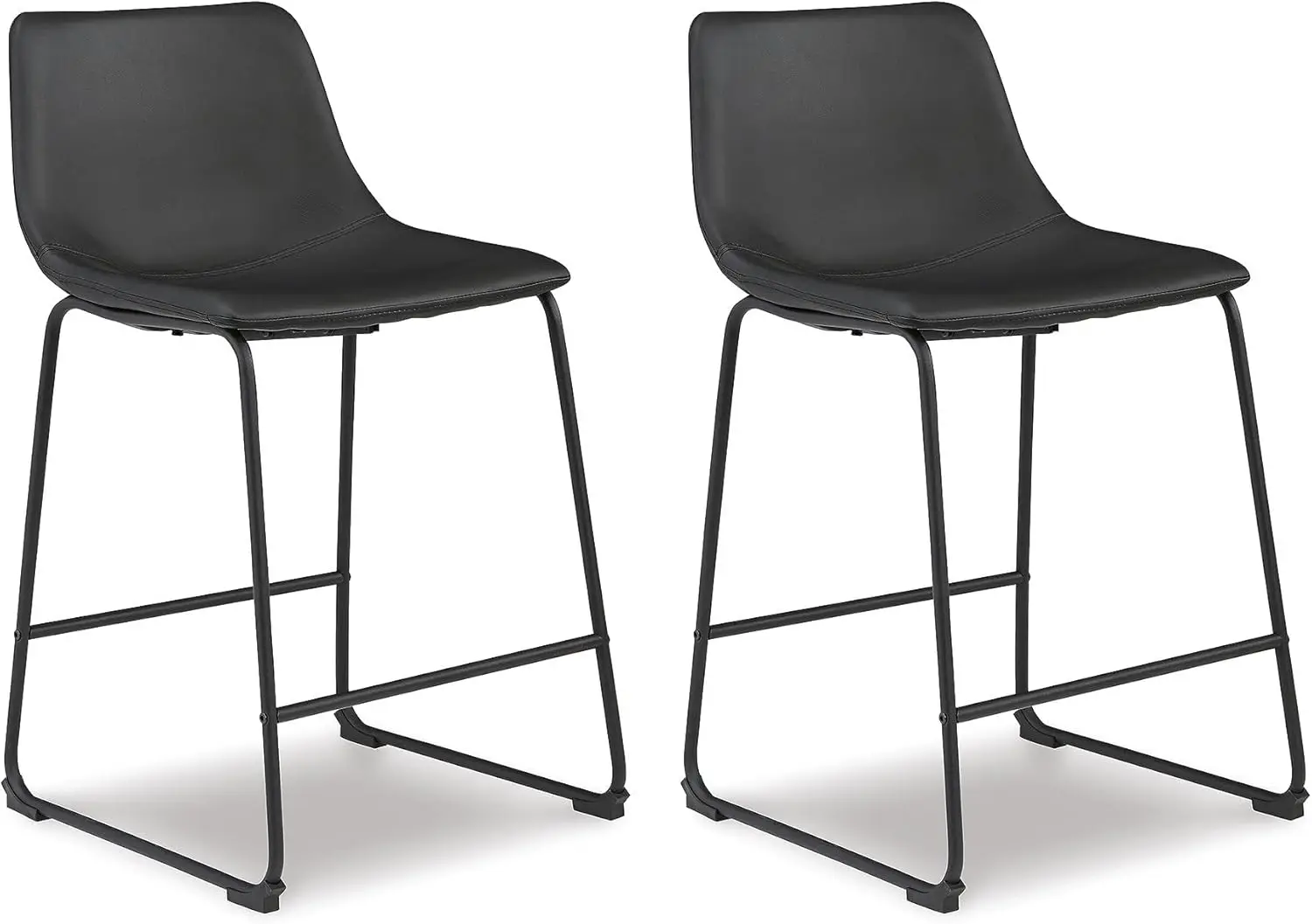 Centiar 24 Counter Height Modern Bucket Barstool, 2 Count, Black