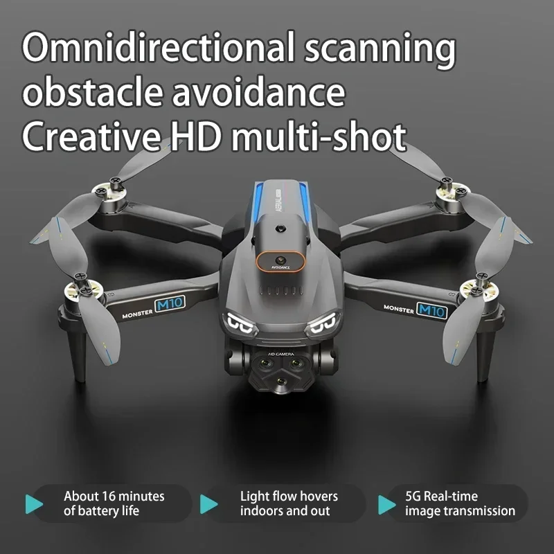Nowy dron M10 8K HD z potrójną kamerą profesjonalne bezszczotkowe unikanie przeszkód profesjonalny wielokierunkowy quadcopter zabawki