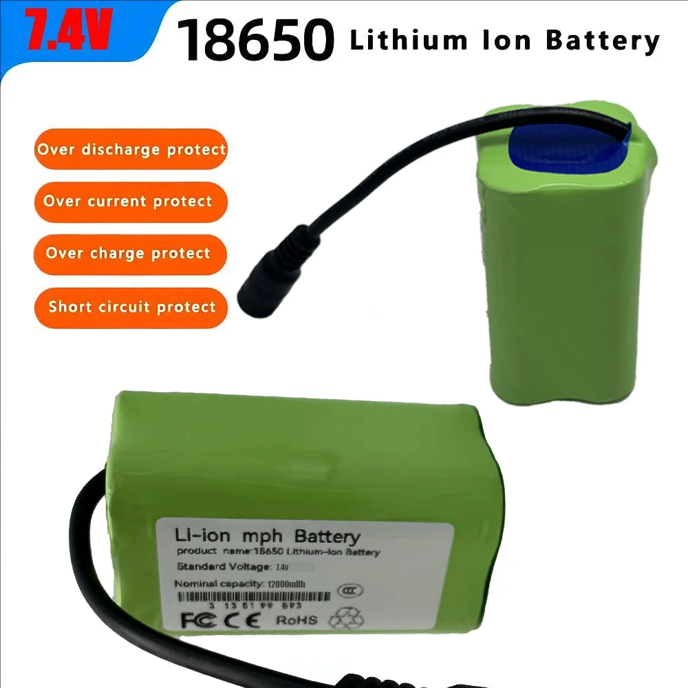

7.4V 2S2P For T188 T888 2011-5 V007 C18 H18 Control RC Fishing Bait Boat battery 12000mah 18650 Fishing Bait Boat battery