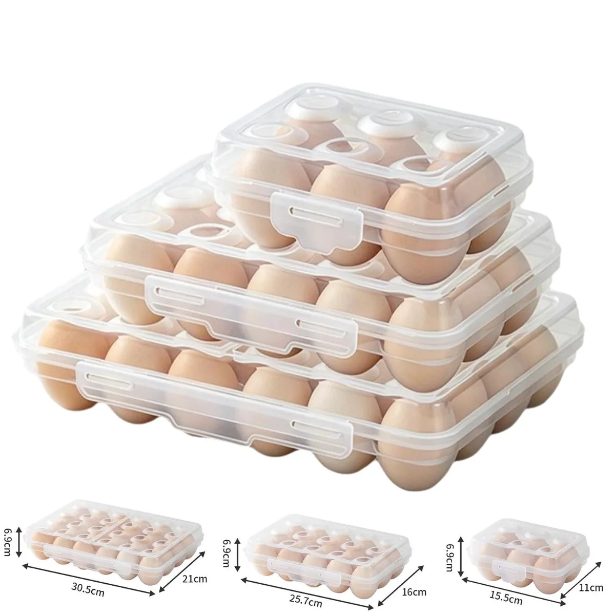 High-quality Egg Holder Plastic Egg Storage Box Egg Organizer for Fridge Portable Tray with Lid for Refrigerator Camping Outdoor