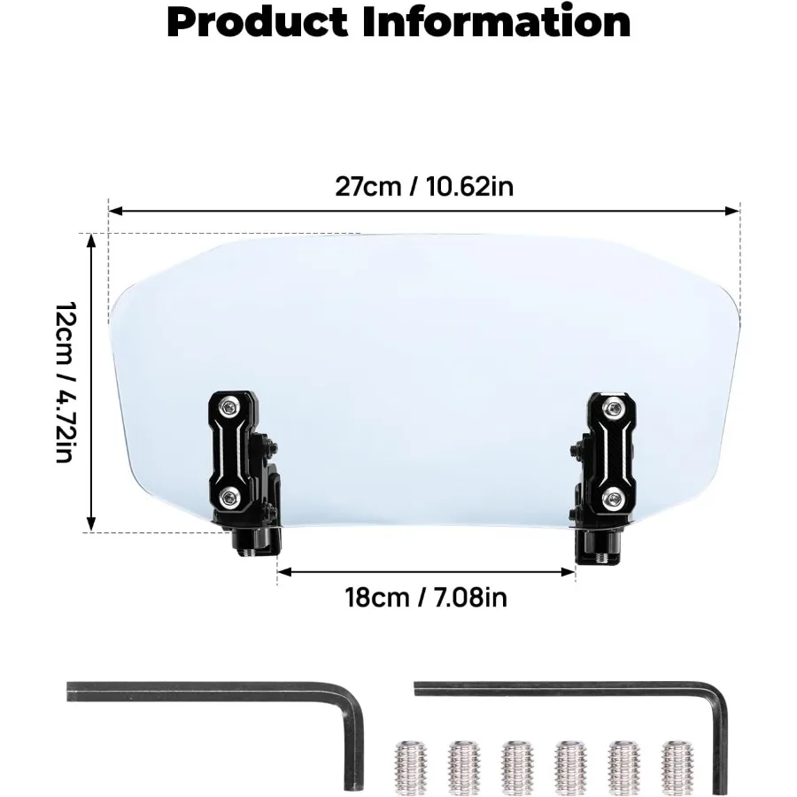 مشابك تمديد الزجاج الأمامي للدراجات النارية قابلة للتعديل مع سبويلر مرتفع من معدن الألومنيوم المحدث لتعزيز الهوائية