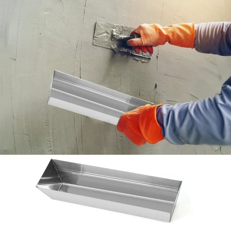 Panela de lama de aço inoxidável de 10-16 polegadas com almofada antiderrapante para carpintaria DIY Panela de lama resistente para drywall Raspagem de lama de gesso