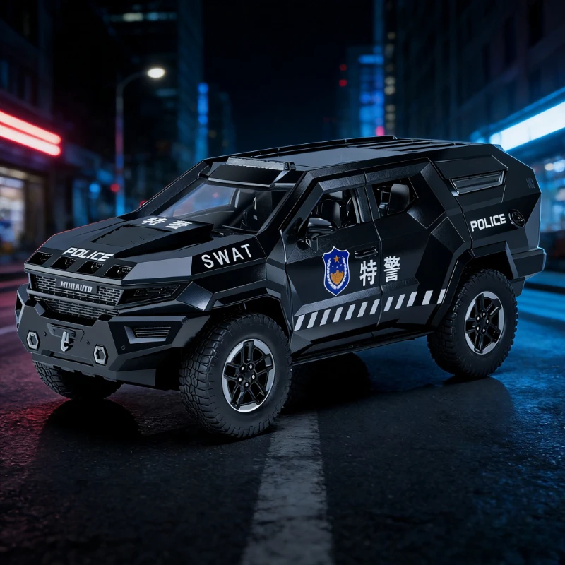 

Модель бронированной полицейской машины Razvani Avengers 1:24 из сплава с звуком и светом, развивающая игрушка-коллекционный предмет для малышей