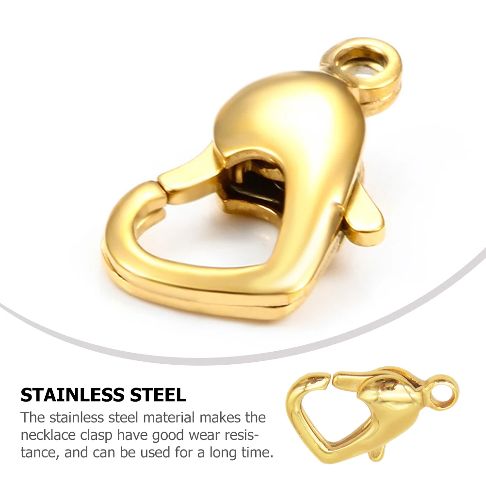 

10pcs Heart Shaped Clasp 15mm Golden Stainless Steel Necklace Bracelet DIY Connector Lobster Clasp Metal Jewelry Accessories