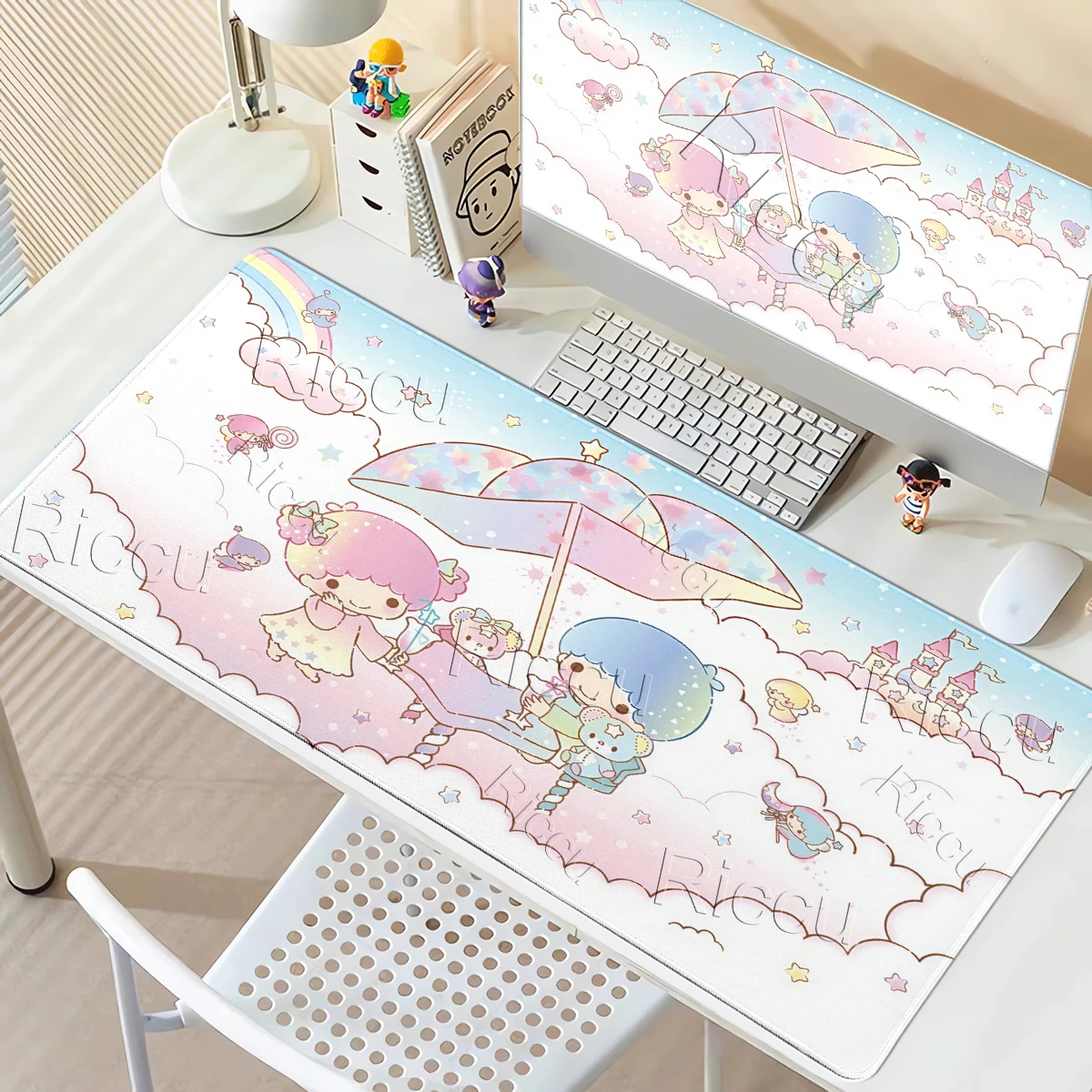 Kawaii Little T-Twin S-StarS Mouse Pads Offices Gamer Accessories Carpet Anti-slip Rubber Stitched Edge PC Keyboard Desk Carpets