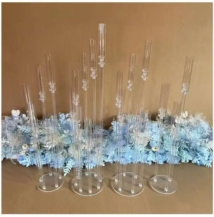 FSDKX Decor Newest Nordic Modern Wedding Decorative Candlesticks Stand White 5 Arms Centerpieces Stands Pillar Wedding