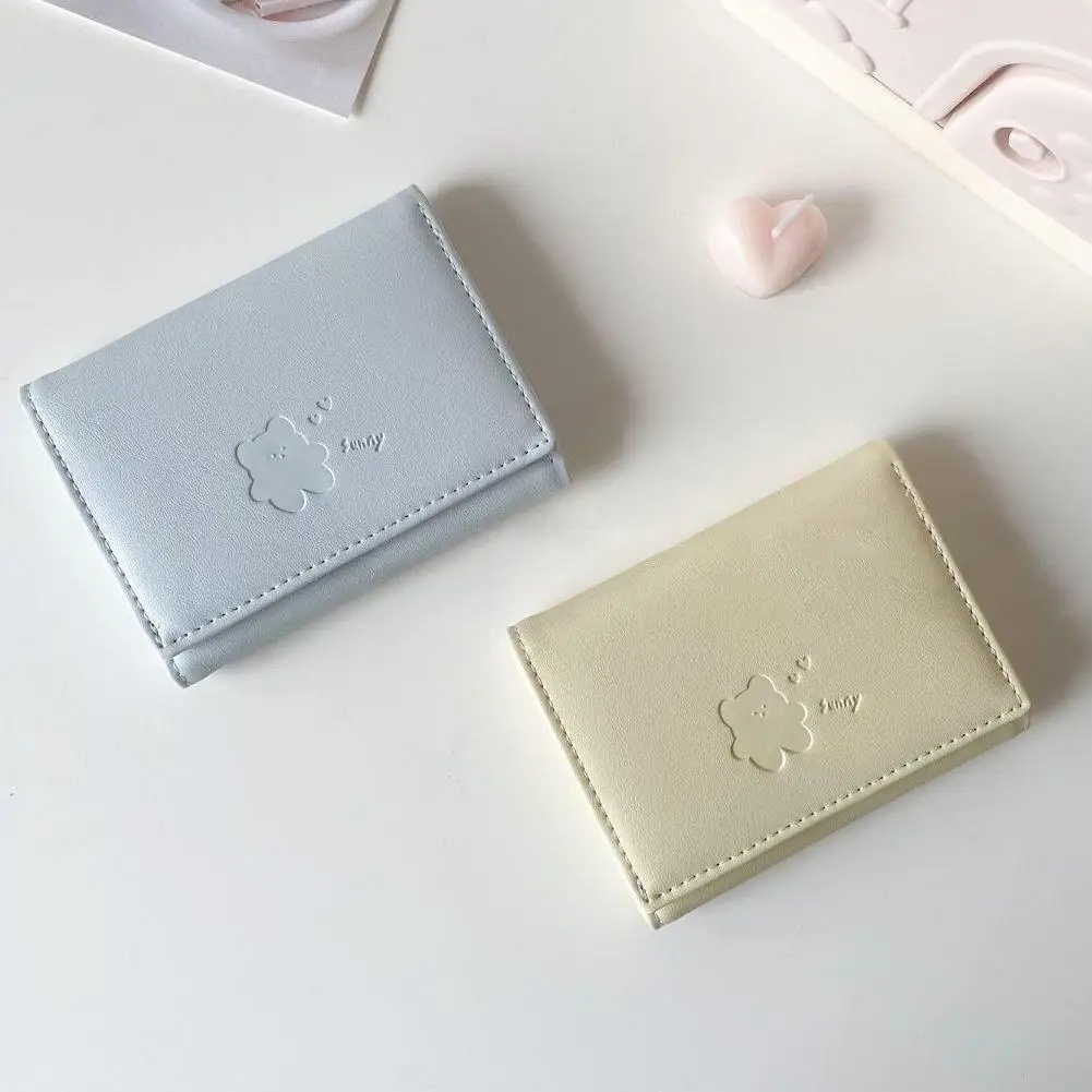 Women Short Bear Small Wallets Student Triple Fold Card Holder Girl ID Bag Card Holder Coin Purse Ladies Wallets Cartoon Bag