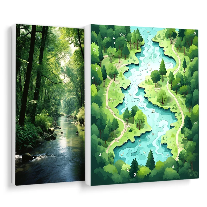 

RUOPOTY Painting Paints By Numbers Picture Drawing Landscape Scenery Arts Crafts Green Forest Art On Canvas Oil Acrylic Paints D