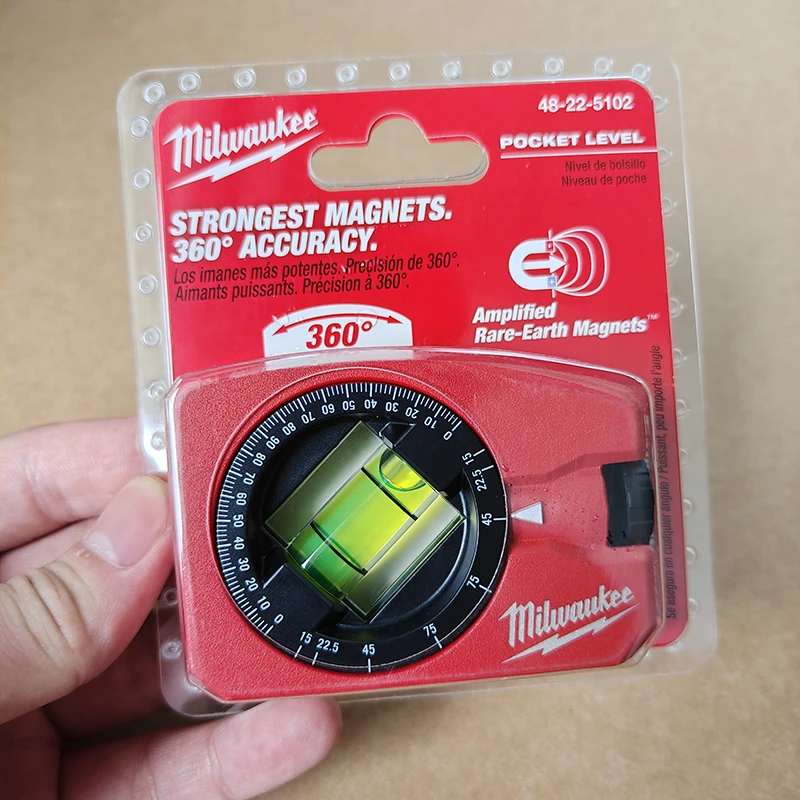 Milwaukee 4932459597 360° Rotating Pocket Level Amplified Rare-Earth Magnets Locking Vial High Accuracy Magnetic Torpedo Level
