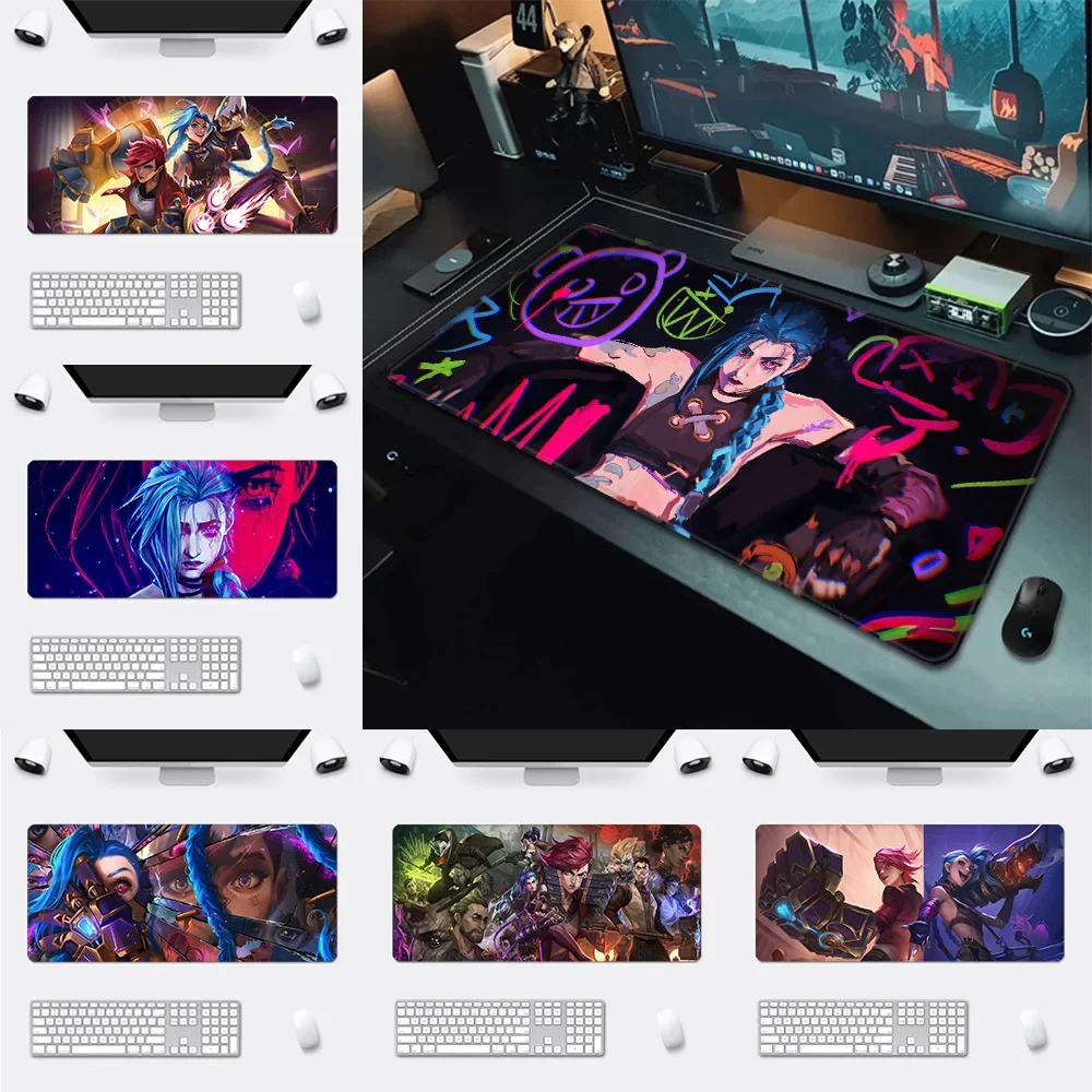 Arcanes Graffiti Jinxs Ekko Mousepad HD Printing Computer Gamers Locking Edge Non-slip Mouse Pad XXL90x40cm Keyboard PC Desk Pad