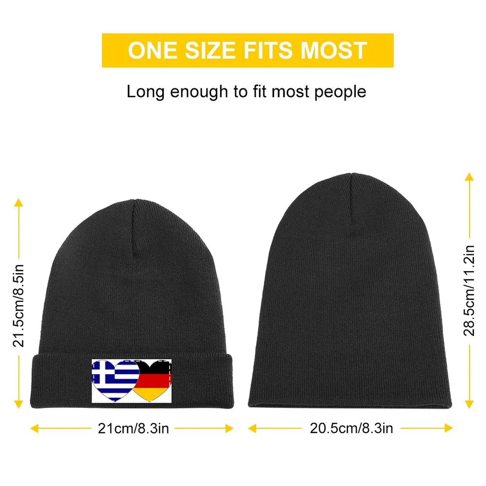 Greece Germany flag heart Knitted Cap Beach Outing Vintage Rave Women's Beach Outlet 2025 Men's