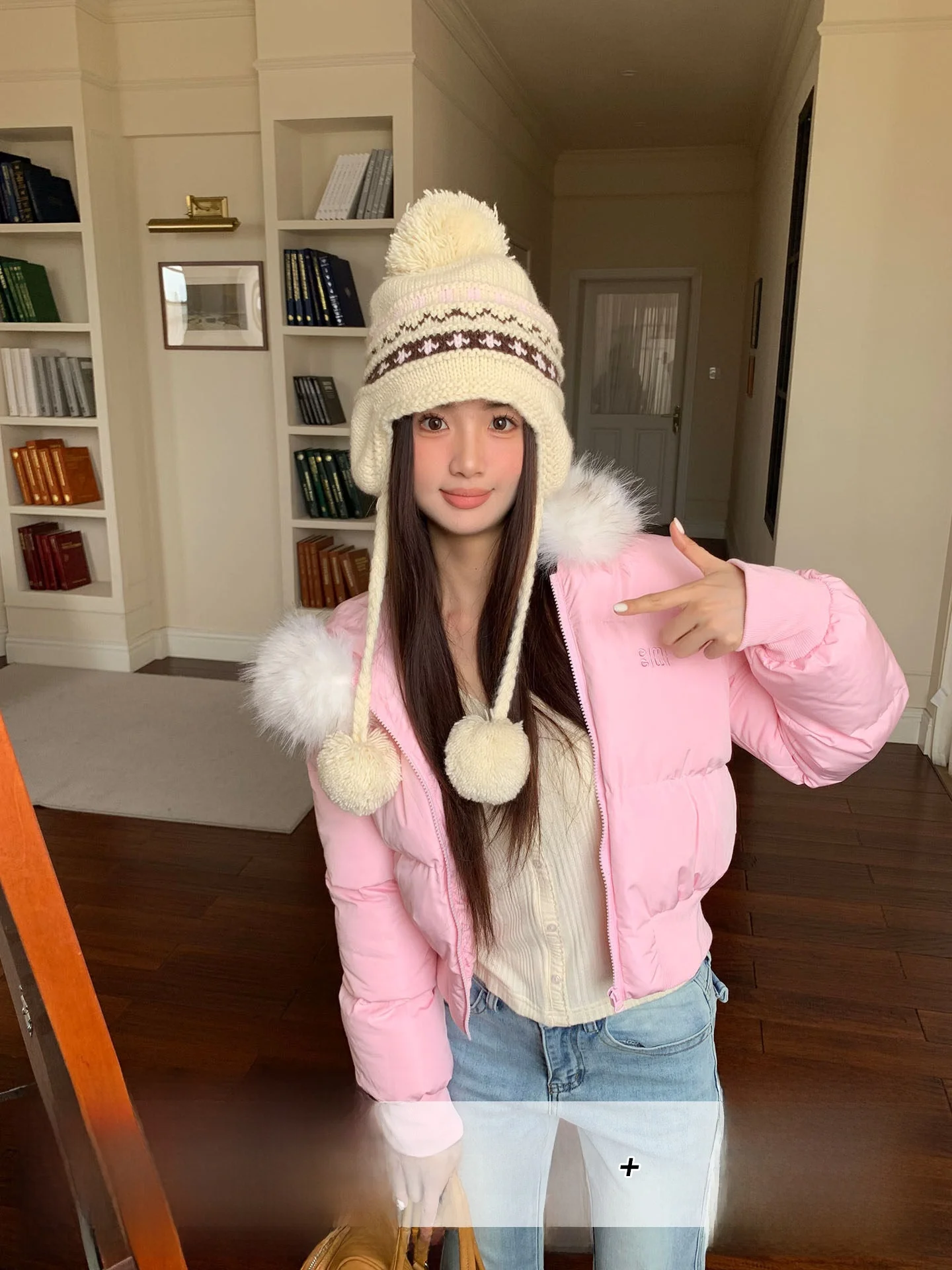 

Корейское хлопковое жакетное женское зимнее теплое пальто с капюшоном и меховым воротником или верхняя одежда для похудения