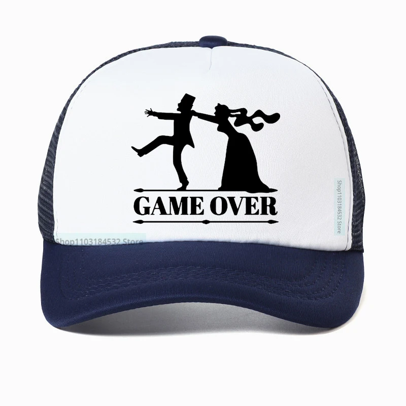 Game Over Bride Groom Bachelor Party baseball cap Casual Funny Men hat summer Breathable Mesh Trucker hats Dad hat Casquette