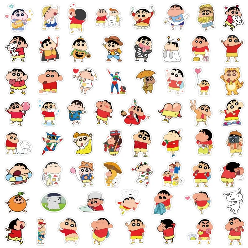 63 szt. Kreskówkowe naklejki Graffiti Crayon Shin-chan na walizkę, laptopa, gitarę, dekoracja DIY, klasyczna zabawka dla dzieci