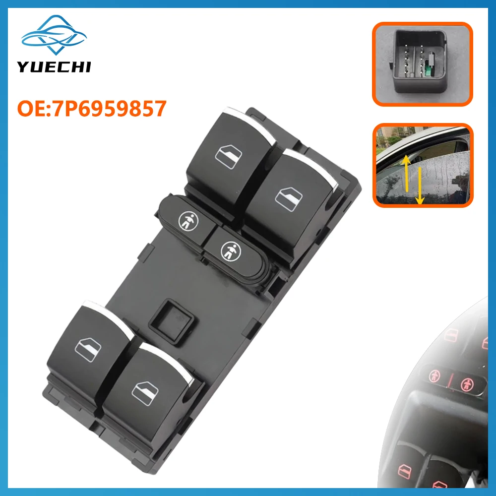 

Красный свет переднего переключателя стеклоподъемника со стороны водителя 7P6959857 для VW Touran Sharan 2011-2016 Touareg Seat Alhambra 2011-2016