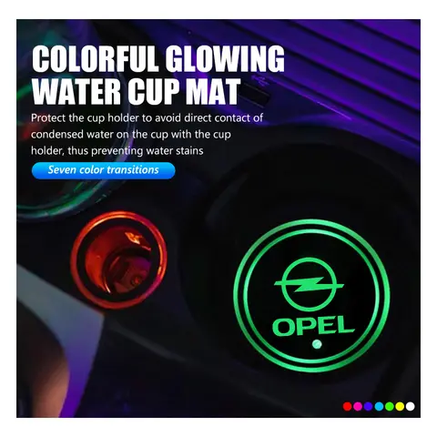Car Cup Holder Lights Ambient Lighting Glowing Anti Slip Coaster Pad For Opel ADAM ASTRA J K CORSA E INSIGNIA MOKKA VIVA Meriva