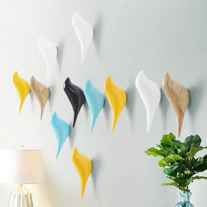 Creative Bird Shape Wall Hooks Home Decoration Storage Resin Wood Grain Storage Rack Bedroom Door After Coat Hat Hanger Hook