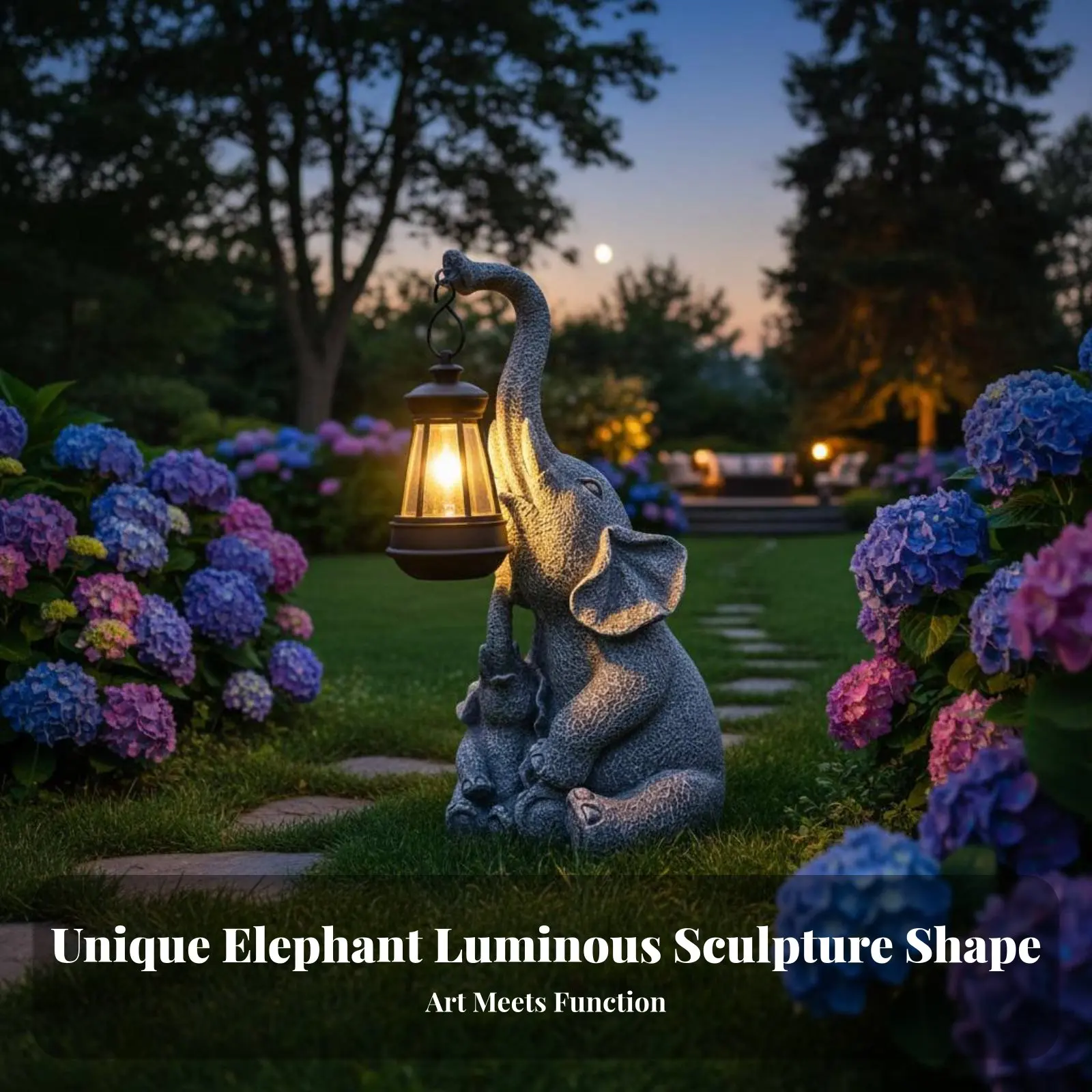 Solar Garden Elephant Lamp Energy Saving Solar Elephant Lamp Outdoor Decoration No Wiring Required Auto On/deactivate for Patio view 2