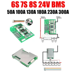 6S 7S 8S 24V 50A 100A 130A 230A 300A Li-ion Lifepo4 Lithium Battery Protection Board BMS Balance MOS Electrical Tool RV Inverter