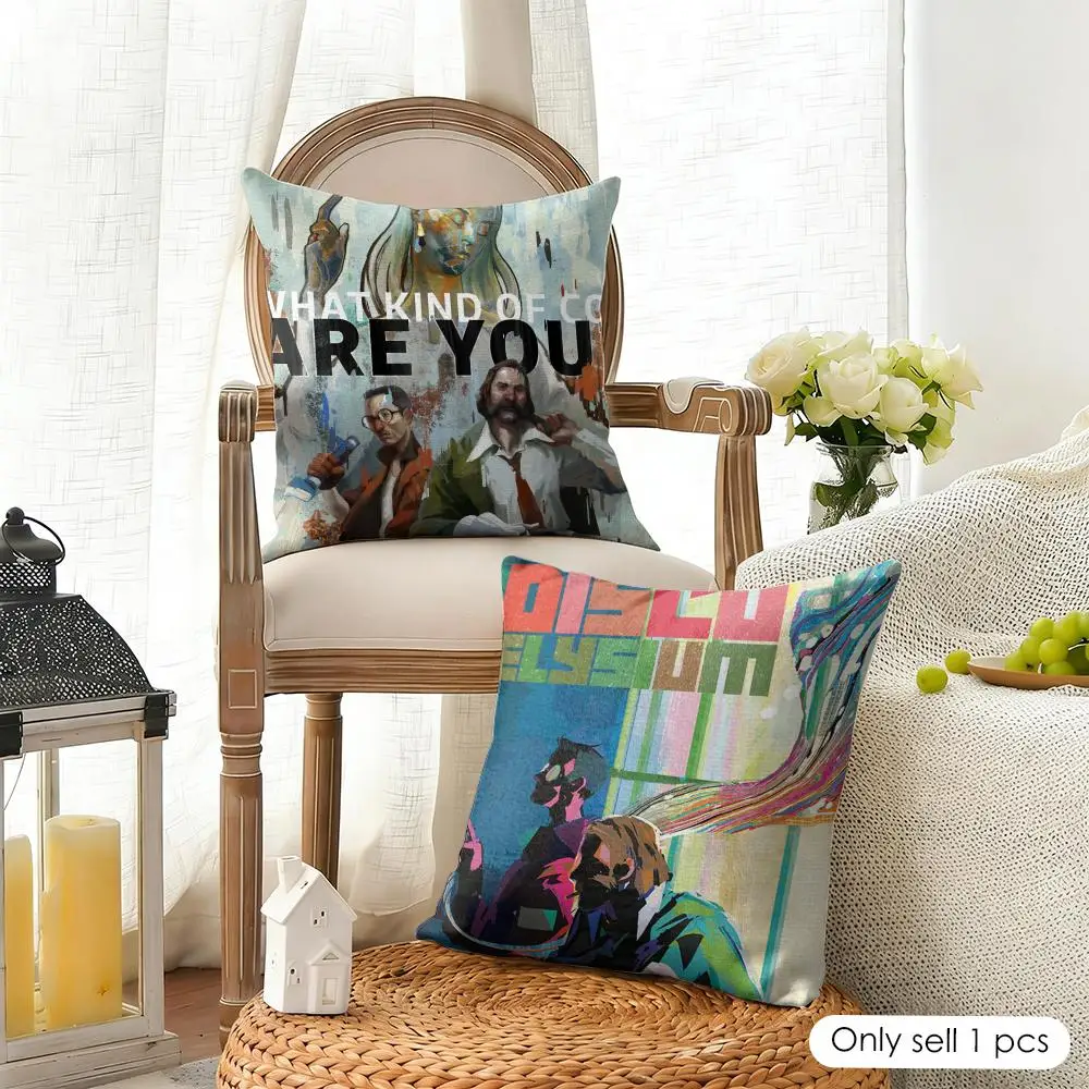 D-Disco Elysium Hot Video Game Cushion Cover Organic Linen Square Pillow Case Durable Non-Allergenic And Kind To Skin