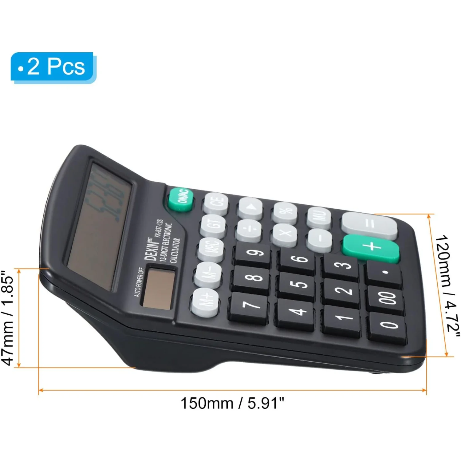 Desktop Calculator, 2 Pack 12 Digits Large LCD Display Solar Battery Dual Power Standard  Electronic Calculator for  Office, Bla