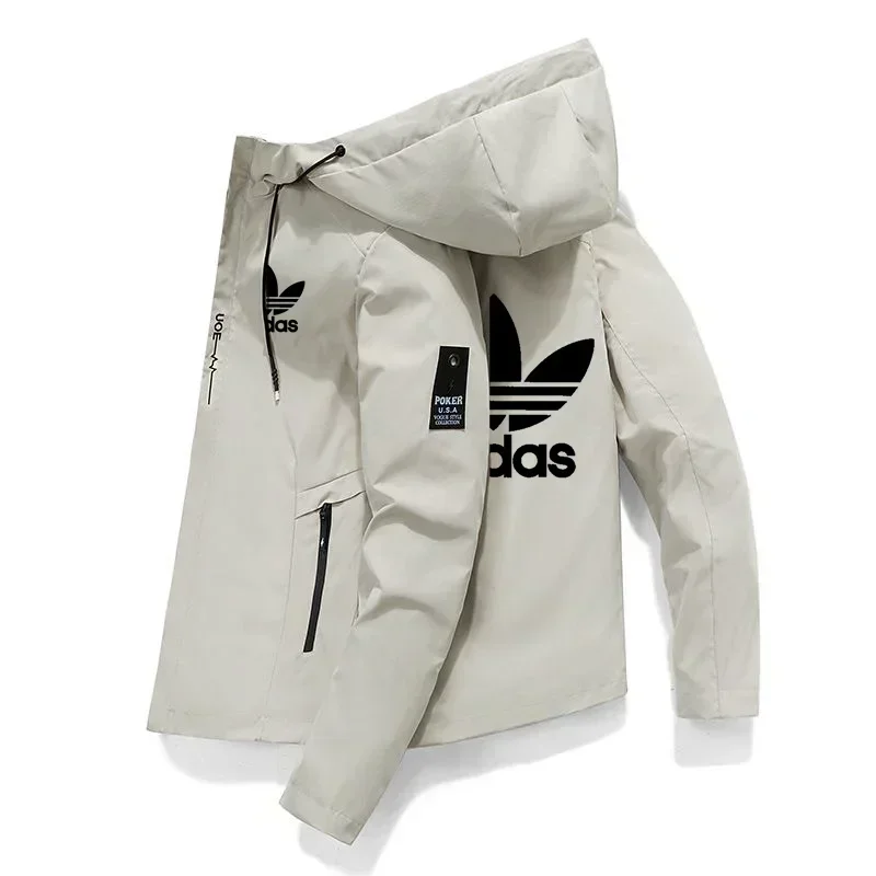 

2025 New Men's Hooded Jacket Spring and Autumn Brand Men's Windbreaker Fashion Casual Zipper Hooded Jacket Men's Slim Fit Jacke