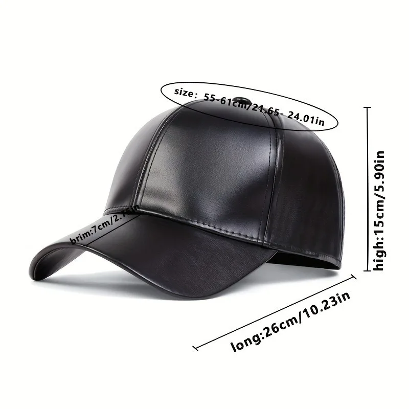 PU Leather Baseball Cap Adjustable Women Men Hat  Magic Tape Visor Light Board Black Hip Hop Cap Outdoor Sun Hat Sports Luxury