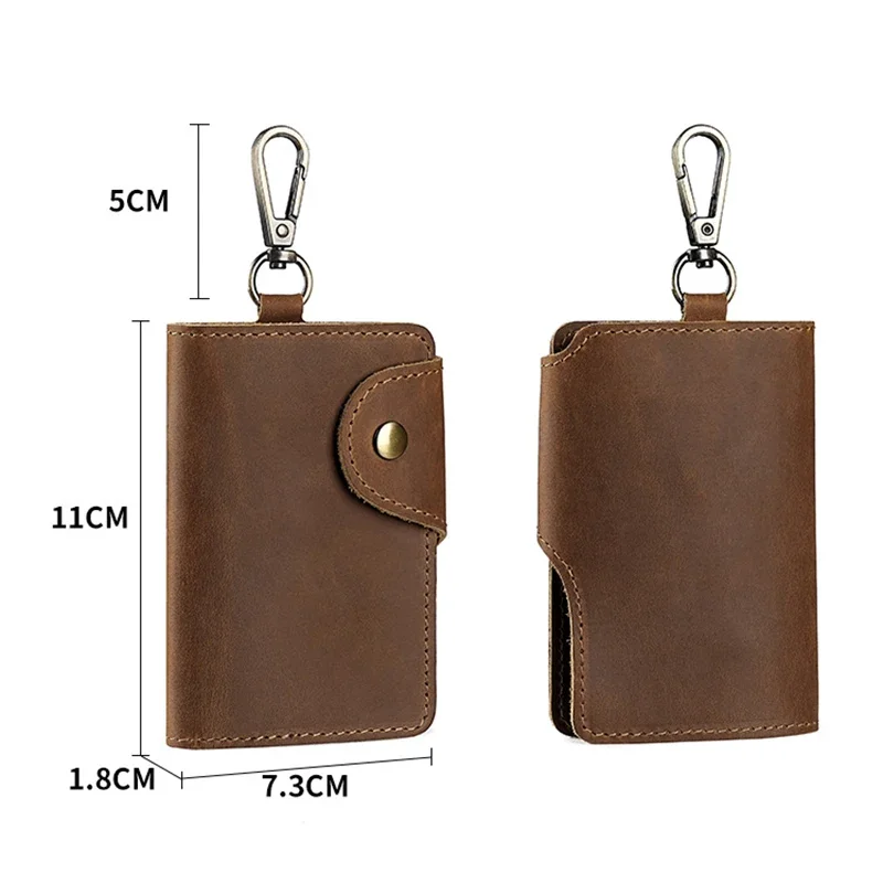 Portafoglio per chiavi da uomo in vera pelle Borsa per chiavi per auto portatile Custodia per carte vintage Custodia per chiavi per la casa Custodia per chiavi unisex
