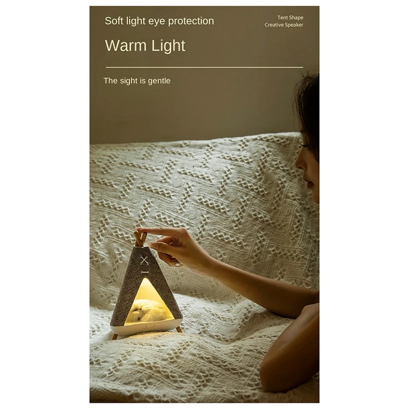 Tent Shaped Wireless Bluetooth Speaker Lamp Night Light Table Lamp 2 In 1 With Lighting And Music Player Functions