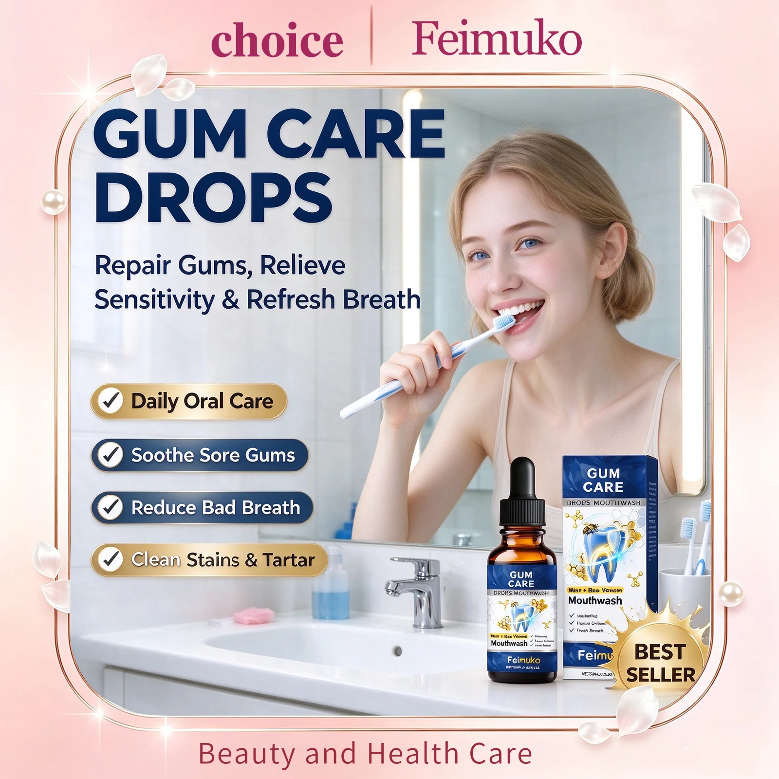 Gum Repair Serum Concentrated Mouthwash Drops Relieve Gum Atrophy Sensitivity Sore Gums Teeth Stains Tartar Oral Care Mouthwash