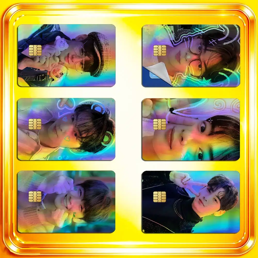 For Cha EunWoo Credit Bank Sticker ID Access Card Cover Skin Rainbow Color Laser Stickers Film
