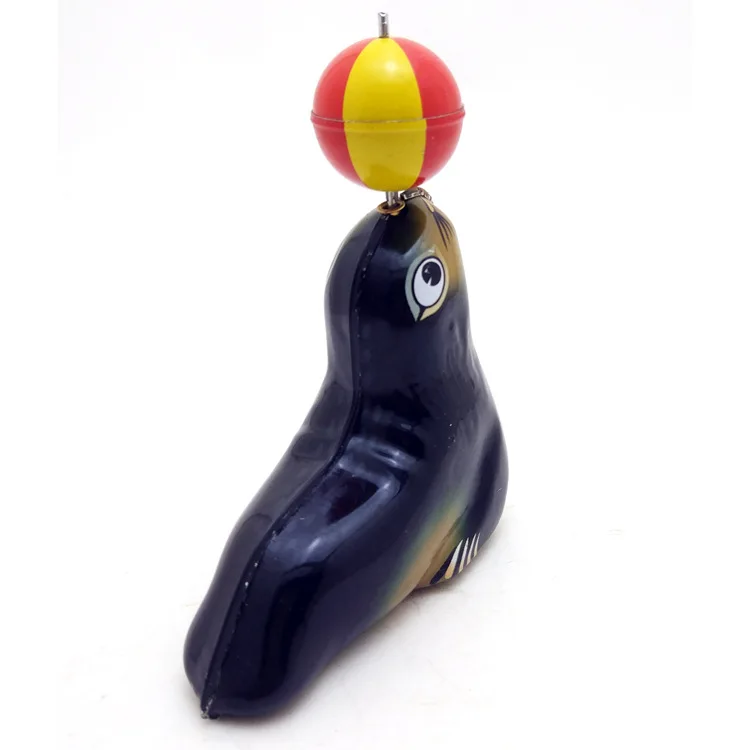 MS665 Giocoleria animale con palla di leone marino, collezione di artigianato retrò, oggetti di scena per negozi di abbigliamento, giocattoli di latta