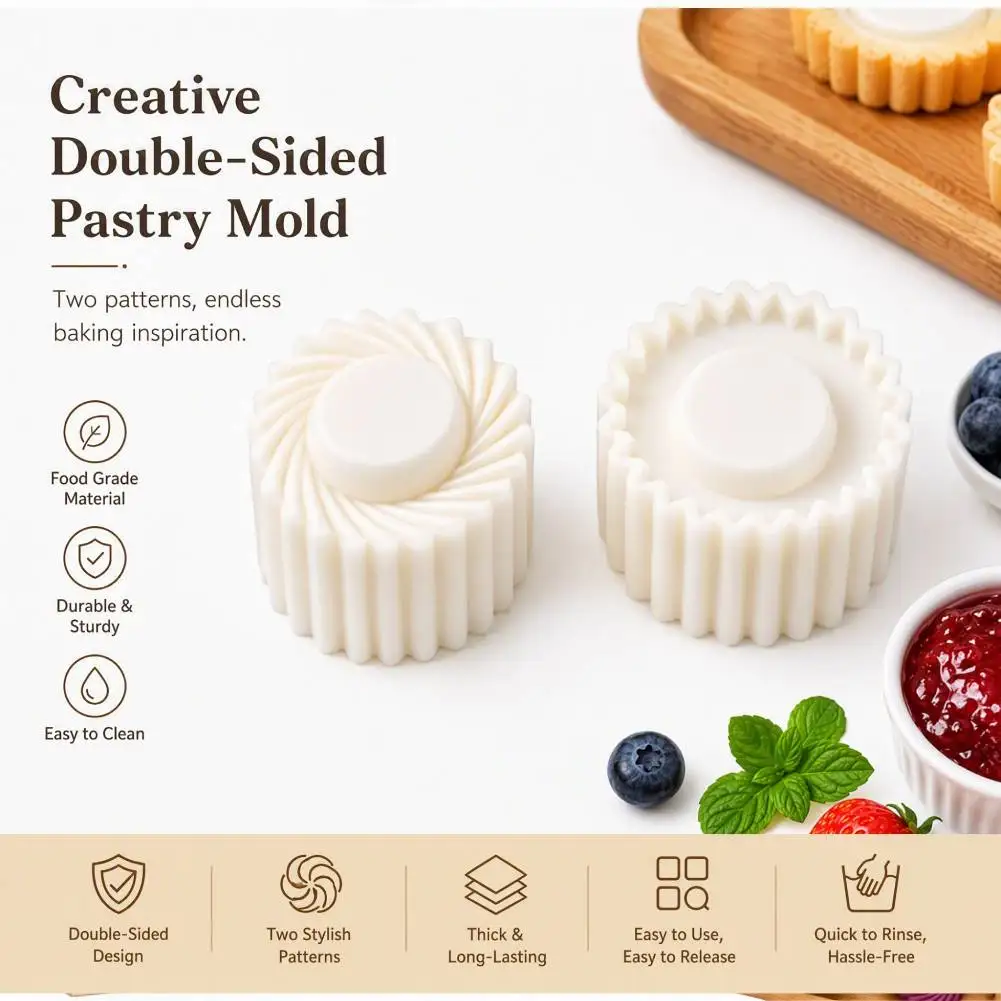  2-10 Pcs Sunflower Pattern Mooncake Mold Hand Cookie Press Mold for Baking Double-Ended Pastry Cutter Kitchen Utensils & Gadge