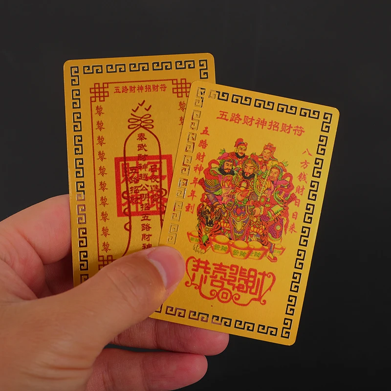 Chiński Feng Shui miedziany bóg bogactwa Budda Amulety karty dla biznesu Pięciokierunkowy skarb Fortuny Szczęśliwa dekoracja domu