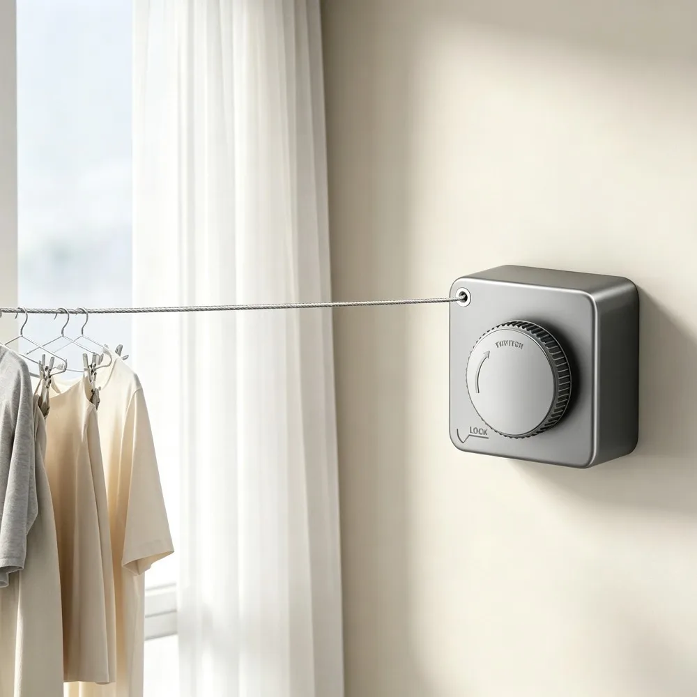 Retractable Stainless Steel Clothes Hanger Invisible Drying Line Indoor Balcony Bathroom Laundry Rack Space Saving Drying Wire