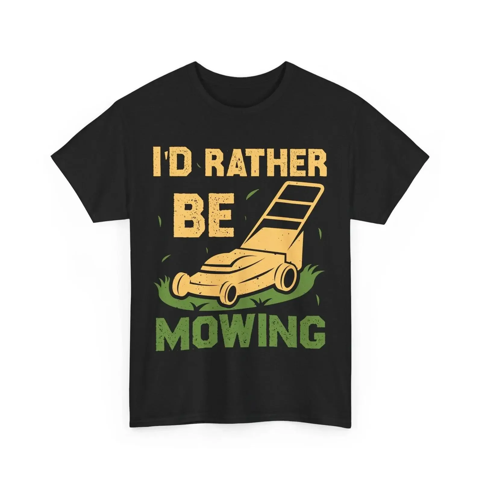 I'd Rather Be Lawn Mowing T Shirt Mower Gardening Men Dad vintage Washed Versatile Casual Top For Everyday Wear