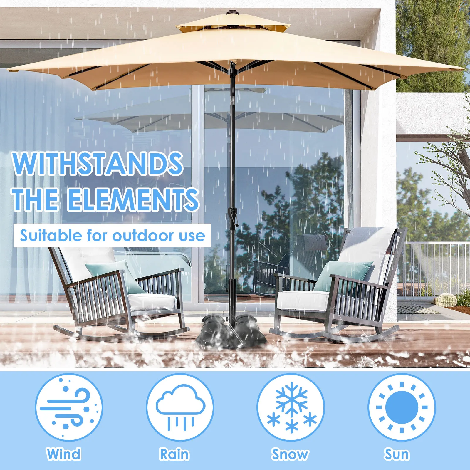 2PCS Outdoor Furniture Sandbags Tear Resistant Umbrella Base Weatherproof Fillable Oxford Cloth Arched Sand Bags With Straps