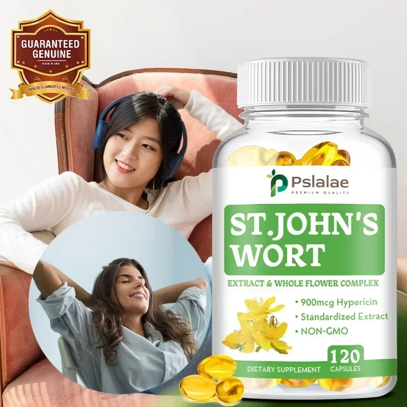

St. John's Wort Capsules - Relieves Stress and Anxiety, Relaxation, Improve Low Mood, Promote Deep Sleep