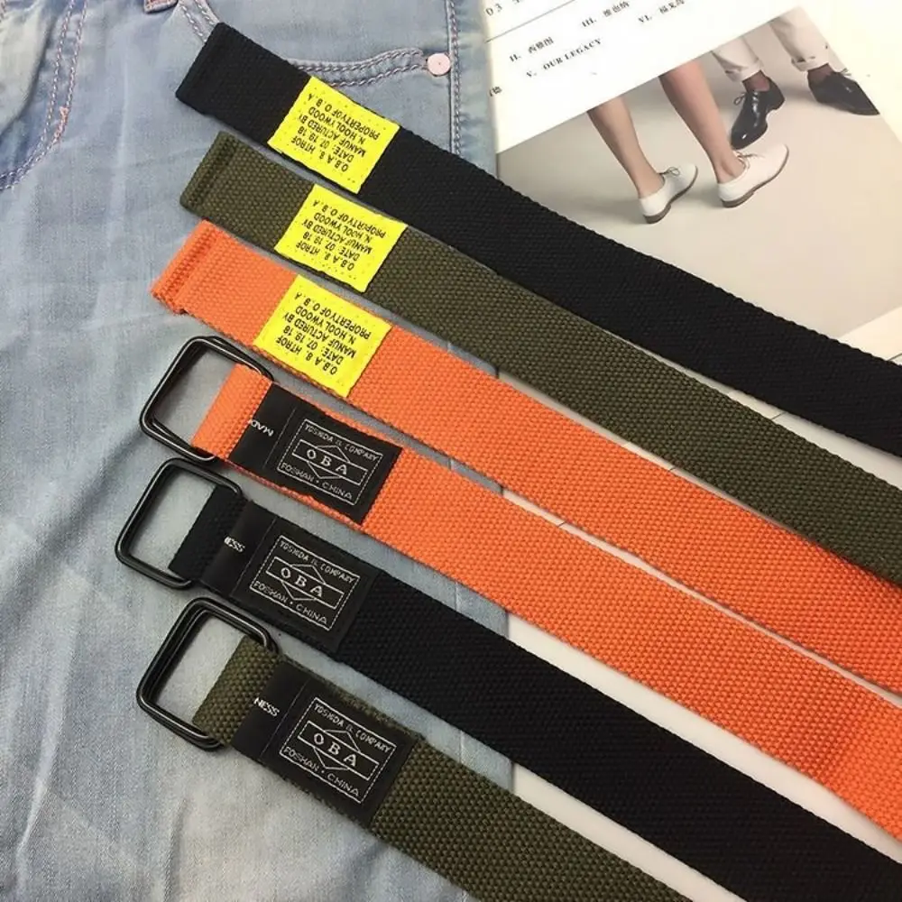 Casual Luxury design Nylon Braided Belt Simple Versatile Double Ring Waistband Cargo Pants Belt