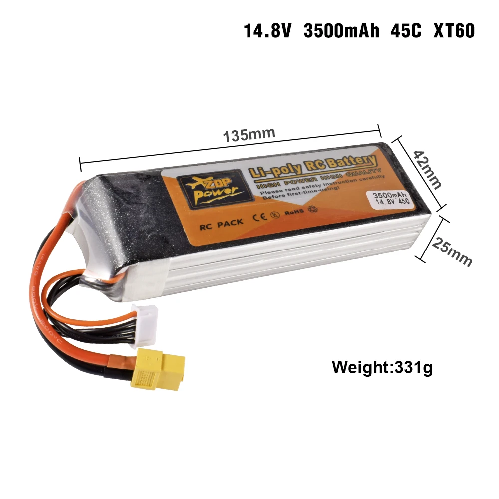 4S RC Lipo batteria 14.8V 1800mAh 2200mAh 3500mAh 4500mAh 5000mAh 6000mAh 30C 45C con spina XT60 T per barca auto RC