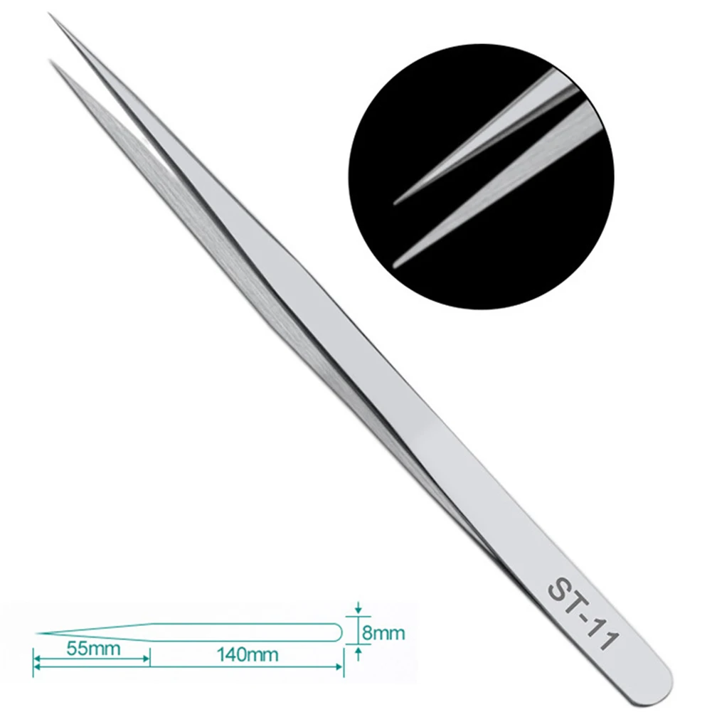 1pcs Precision Stainless Steel Anti-static Tweezers For Electronic Phone Integrated Circuit Maintenance Repair Tools