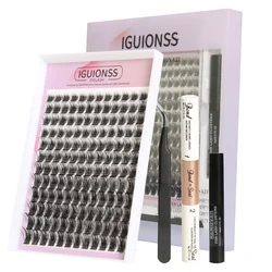 Eyelash Extensions Kit 50D 12 rows Lash Clusters Individual Lashes with Strong Hold Glue tweezers and remover Eyelashes Makeup