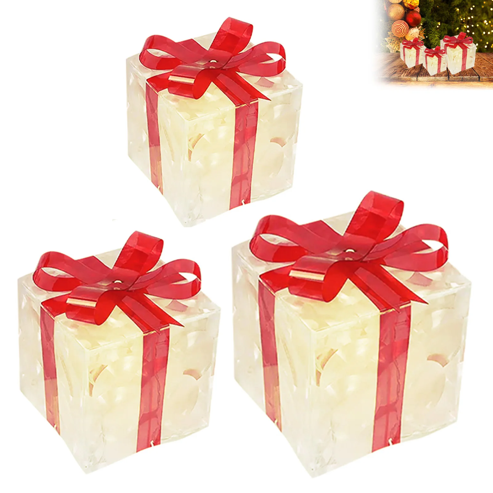 

Christmas Valentine's Warm Lamp Gift Box Red Three Piece Set Luminous Lamp Gift Box Luminous Valentine's Day Gift Box