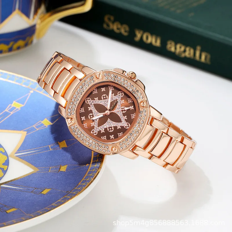 Geshi Four-Leaf Clover Rose Gold Women's Watch - Luxurious, versatile trendy fashionable simple and elegant exquisite wristwatch