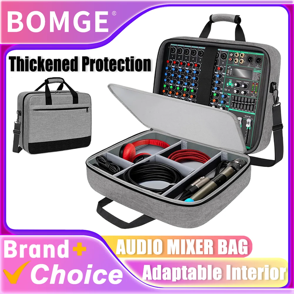 オーディオミキサー用キャリングバッグ-大型録音機器バッグ-djミキサー用保護バッグ-コンパクトオーディオdjミキサーケース-調整可能な収納
