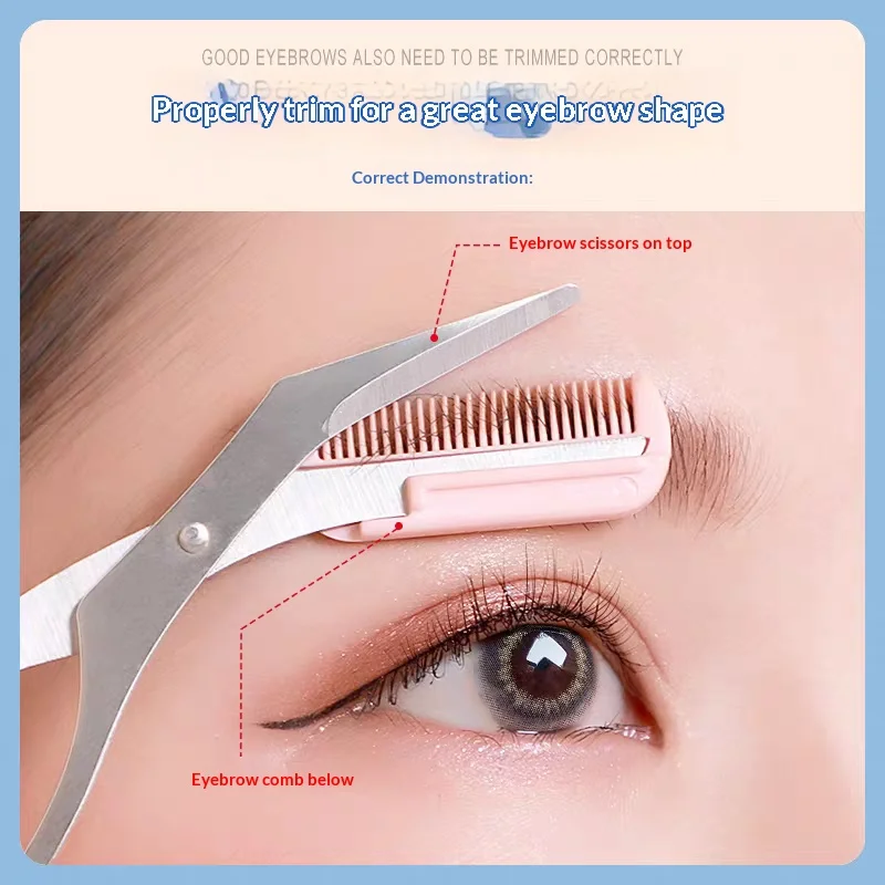 Eyebrow Trimming Set Eyebrow Scissors With Comb Curved Eyebrow Razor Facial Shaver Makeup Beauty Tool For Beginner