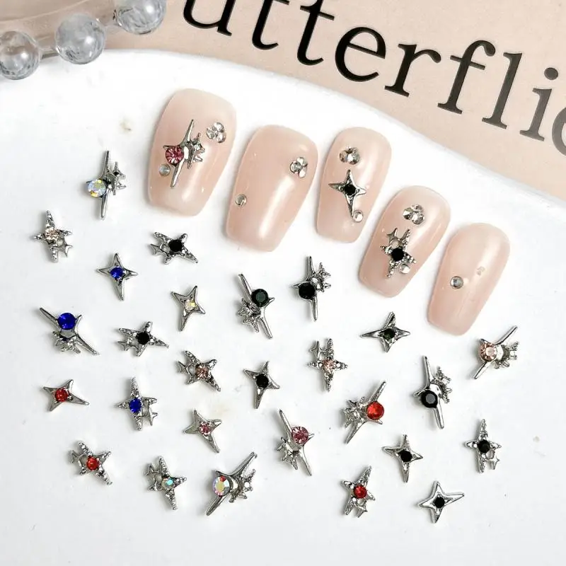 

Mixed 3D Metal Alloy Sparkling Star Nail Charms Colorful Rhinestone Star Shaped Nail Art Decorations Accessories DIY Crafts